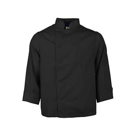 KNG Sm Lightweight Long Sleeve Black Chef Coat 2577BLKS